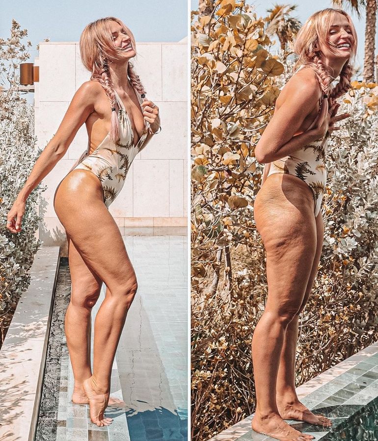 У раскованной блондинки предостаточно фотографий на которых она показывает всем свое тело 