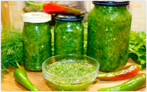 Зеленая аджика на зиму - cамый вкусный рецепт без варки!