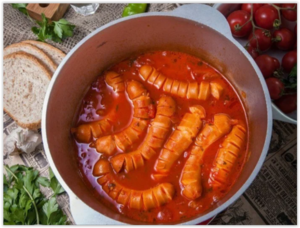Как сделать из обычных сосисок ресторанный деликатес - берем томатный сок и специи!