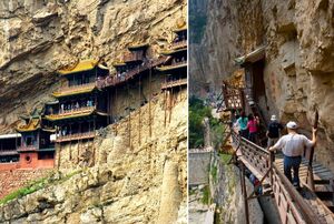 Почему китайские монахи 1,5 тыс. лет назад построили монастырь над пропастью и как им это удалось