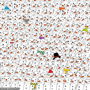 Отгадайте-ка зимнюю загадку — среди снеговиков спряталась панда!