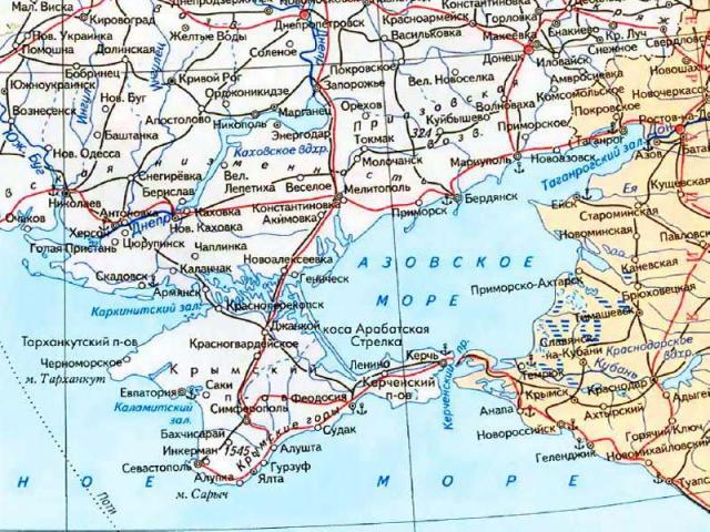 Азов��кое море: карта побережья России