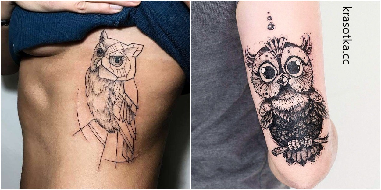Значение татуировки сова: разностороння трактовка