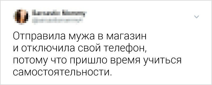 Мужу прислали. Отправила мужа в магазин и отключила телефон. Отправила мужа в магазин со списком и отключила телефон. Смешные твиты о жизни.