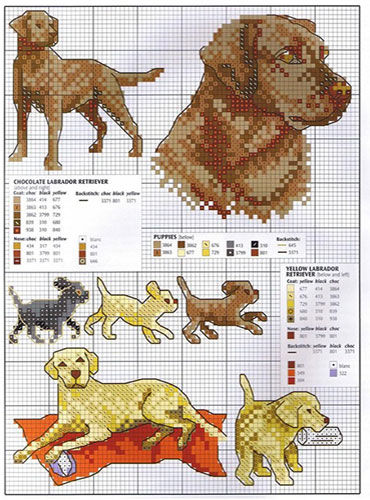 ​Схемы вышивки собак крестиком