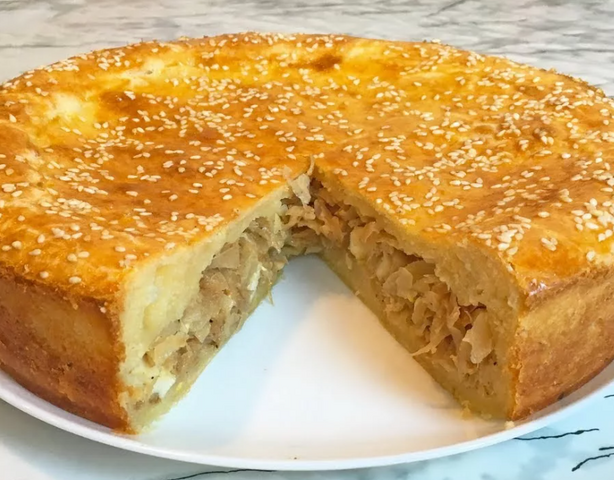 Необычный пирог с капустой на творожном тесте