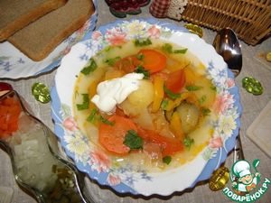 Овощной слоеный суп «Очень интересный»