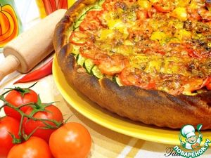 Пицца на тыквенном тесте с овощами и грибами