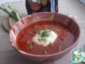 Суп «А-ля борщ» с гусем и чечевицей