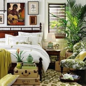 Тренд «тропики»: интерьеры, обои, мебель, аксессуары