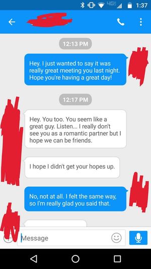 Она предложила парню остаться друзьями, но такого ответа она явно не ожидала