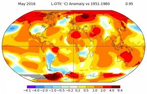 Май 2016 года стал самым тёплым за всю историю метеонаблюдений