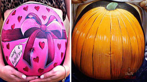 Художница рисует потрясающие рисунки на животе беременных девушек