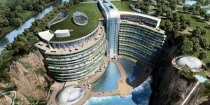 В Китае откроется роскошный 18-этажный cпа-отель в заброшенном карьере