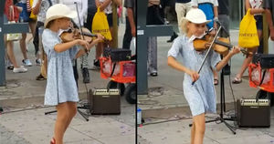 Маленькая скрипачка заиграла посреди улицы. Через минуту вокруг нее собралась удивленная толпа!