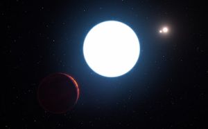 В системе с тремя звездами найдена гигантская экзопланета