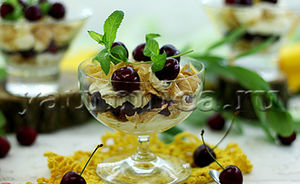 Очень вкусный и простой сливочный десерт с черешней – пошаговый фото рецепт