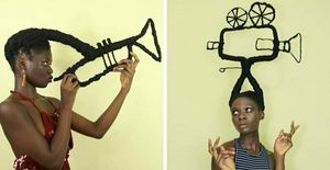 25 забавных скульптур от африканской художницы, которые она сделала из собственных волос (25 фото)
