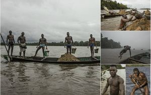 Мускулистые камерунцы ежедневно рискуют жизнью, чтобы достать песок со дна реки