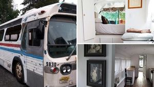 Американка превратила старый автобус-развалюху в эко-дом на колесах