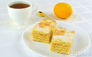 Мягкий лимонный пирог с ароматной начинкой и легкой кислинкой