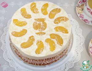 Малиново-персиковый торт с творожным кремом