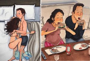 Как выглядит жизнь влюблённых за закрытой дверью: 10+ честных иллюстраций
