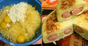 Запеканка с сосисками и сыром