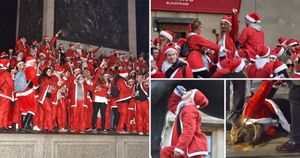 Тысячи пьяных Санта Клаусов  на улицах Лондона