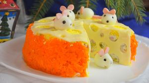 Новогодний салат «Мышки на Сыре»