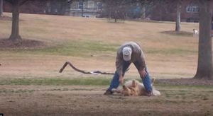 Непослушный пес никак не хотел уходить из парка, и тогда мужчина нашел необычное решение!