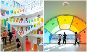 Радужный детский сад-калейдоскоп в Китае