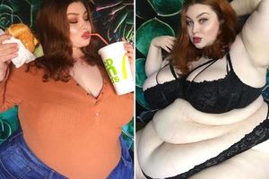 Секс и бургер: американка весом в 200 кило эротично поглощает еду за деньги