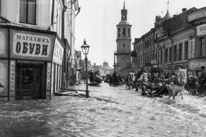 Наводнение 1908 года. Большая Полянка тогда и сейчас. 