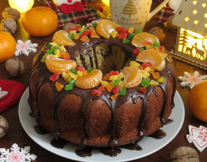 Мандариновый кекс с шоколадно-ореховой начинкой