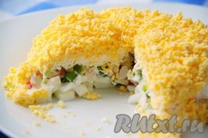 Рецепт салата "Мимоза" с крабовыми палочками