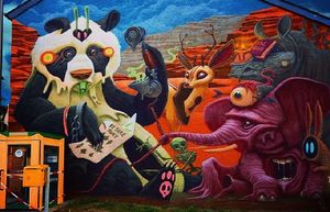 Панды с рожками, слоны с третьим глазом и другие персонажи на безумных муралах испанского поп-сюрреа