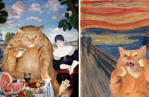 14 фото от российской художницы, которая помещает на известные картины свою кошку