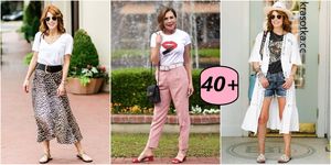 14 модных вариантов с чем носить футболку женщинам после 40-50 лет