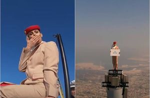 Как авиакомпания сняла крутой рекламный ролик, поставив на Бурдж-Халифа стюардессу