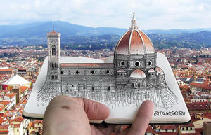 Между рисунком и реальностью: Путешественник создаёт 3D-иллюстрации достопримечательностей