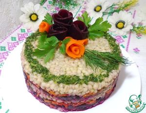 Диетический торт-салат из овощей и перловой крупы!