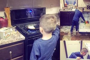 Маму шестилетнего мальчика раскритиковали за то, что приучает сына к работе по хозяйству (6 фото)