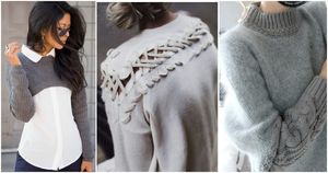Необычные свитера из отдельных блоков и разных материалов — стильная подборка для холодного времени года