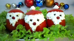 Дед Мороз из помидора — Красивая закуска на Новый Год