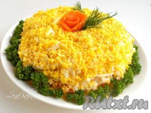 Салат "Мимоза" с плавленным сыром