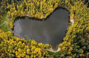 Фото дня: озеро в форме сердца недалеко от Москвы
