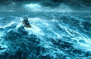 Видео: Сила стихии — гигантские волны во время шторма в открытом море