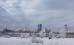 На острове Татышев в морозный день 