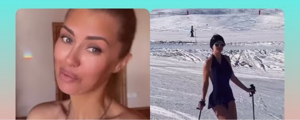 Виктория Боня в купальнике прокатилась на лыжах в заснеженных Альпах